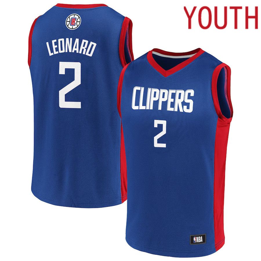 Youth Los Angeles Clippers 2 Kawhi Leonard Fanatics Branded Royal Player NBA Jersey